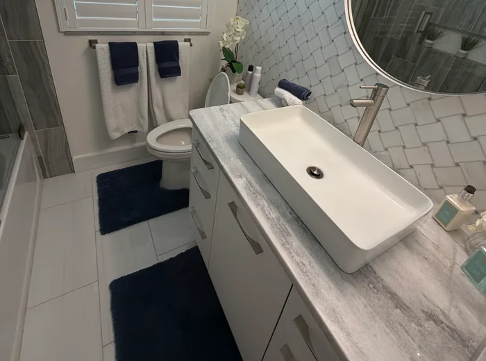 Spotless bathroom after Above & Beyond cleaning